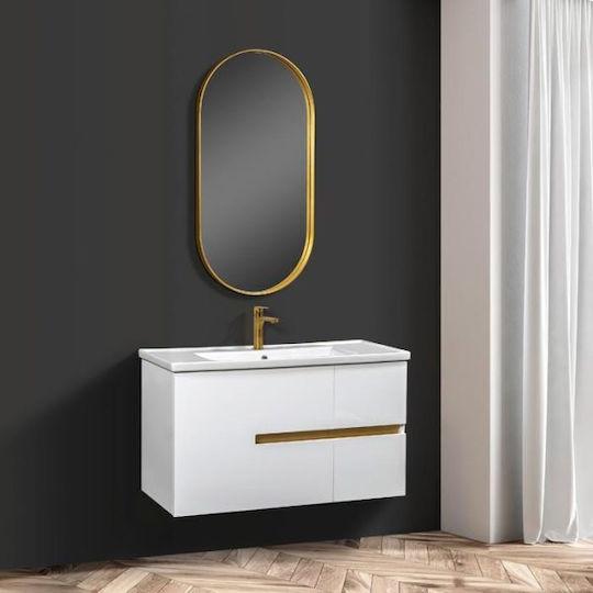 Mabo Four 100 Шкаф със Мивка Гланцов Лак Д100xШ45xВ65см Бял
