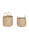 Beliani Set dekorative Körbe mit Griffen Beige 2Stück