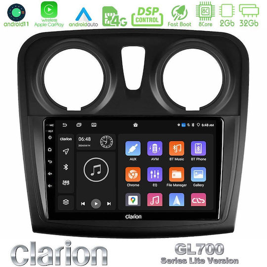 Clarion Car Audio System for Renault Dokker Dacia Sandero / Dokker 2014-2020 (Bluetooth/USB/WiFi/GPS/Apple-Carplay/Android-Auto) with Touch Screen 9"