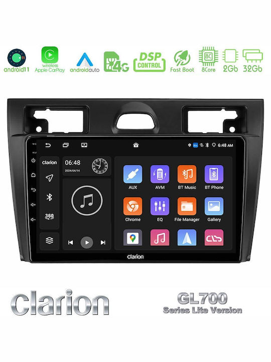 Clarion Car Audio System for Ford Fiesta / Fusion (Bluetooth/USB/WiFi/GPS/Apple-Carplay/Android-Auto) with Touch Screen 9"