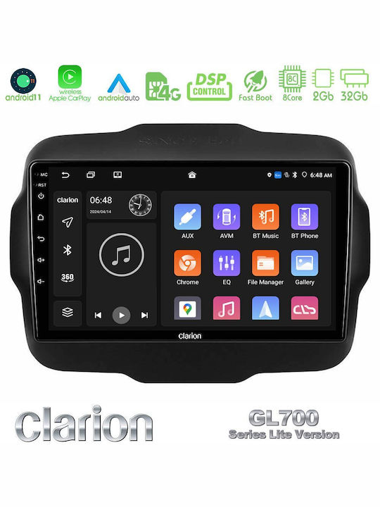 Clarion Auto-Audiosystem für Jeep Rebell 2015-2019 (Bluetooth/USB/WiFi/GPS/Apple-Carplay/Android-Auto) mit Touchscreen 9"