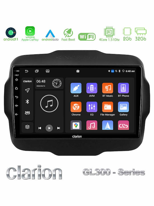 Clarion Auto-Audiosystem für Jeep Rebell 2015-2019 (Bluetooth/USB/AUX/WiFi/GPS/Apple-Carplay/Android-Auto) mit Touchscreen 9"