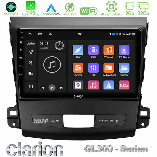 Clarion Car Audio System for Peugeot 4007 Mitsubishi Outlander Citroen C-Crosser 4007 (Bluetooth/USB/AUX/WiFi/GPS/Apple-Carplay/Android-Auto) with Touch Screen 9"