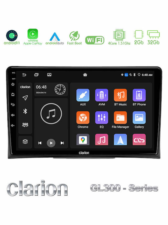 Clarion Car Audio System for Volkswagen Transporter / Golf 2003-2015 (Bluetooth/USB/AUX/WiFi/GPS/Apple-Carplay/Android-Auto) with Touch Screen 9"