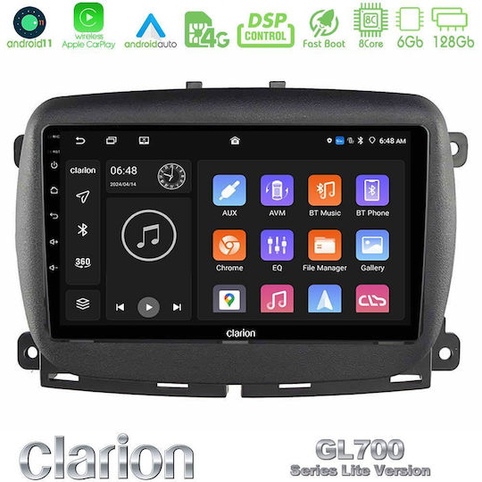 Clarion Auto-Audiosystem für Fiat 500L 2012 (Bluetooth/USB/WiFi/GPS/Apple-Carplay/Android-Auto) mit Touchscreen 10"