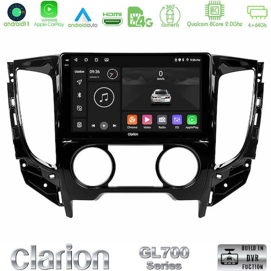 Clarion Ηχοσύστημα Αυτοκινήτου για Fiat Fullback Mitsubishi L200 6125 με A/C (Bluetooth/USB/WiFi/GPS/Apple-Carplay/Android-Auto) με Οθόνη Αφής 9"