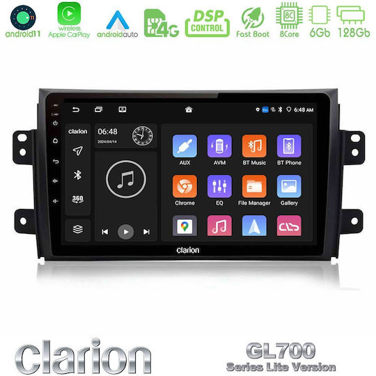 Clarion Auto-Audiosystem für Fiat Sechzehn Suzuki SX4 2005-2013 (Bluetooth/USB/WiFi/GPS/Apple-Carplay/Android-Auto) mit Touchscreen 9"