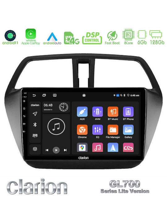 Clarion Auto-Audiosystem für Suzuki SX4 S-Cross 2013-2020 (Bluetooth/USB/WiFi/GPS/Apple-Carplay/Android-Auto) mit Touchscreen 9"