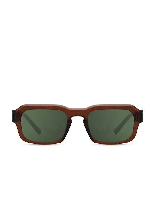 LimeShade Sunglasses with Brown Plastic Frame and Green Lens LS6843