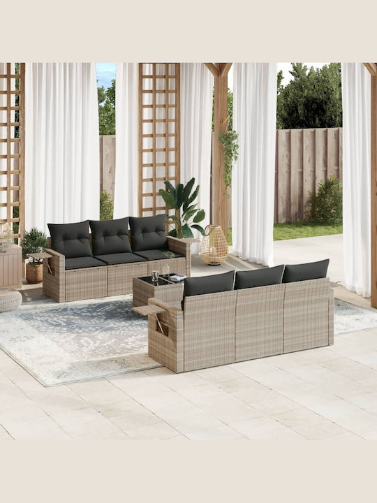 Garten- und Outdoor-Möbelsets 7 Stück Grau mit ...