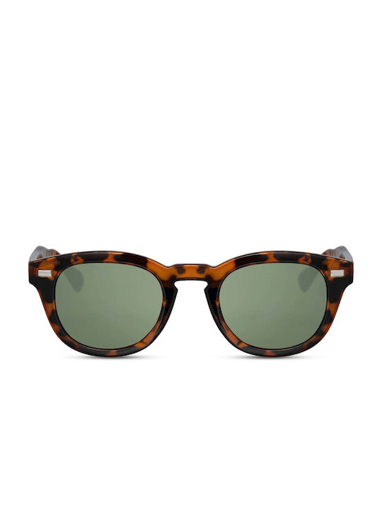 LimeShade Sunglasses with Brown Tartaruga Plastic Frame and Green Lens LS8061