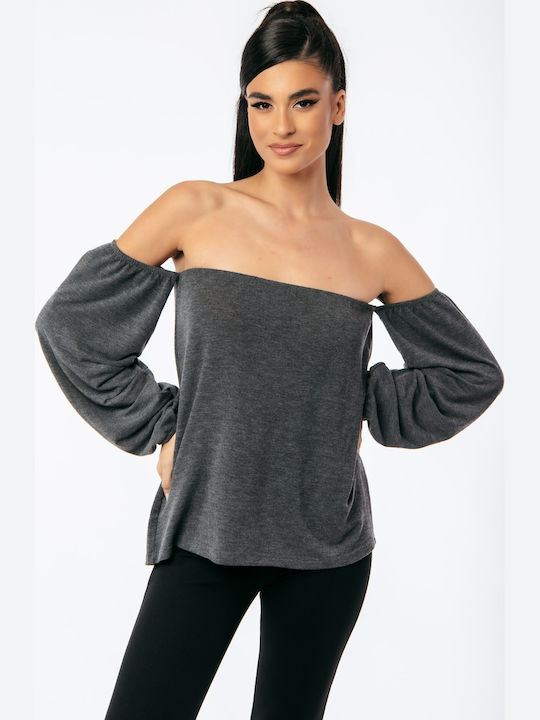 Women's Blouse Strapless Gray
