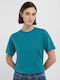 Women's Blouse Short Sleeve Petrol (Item J062)