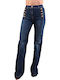 High Waist Women's Jean Trousers Flared Blue