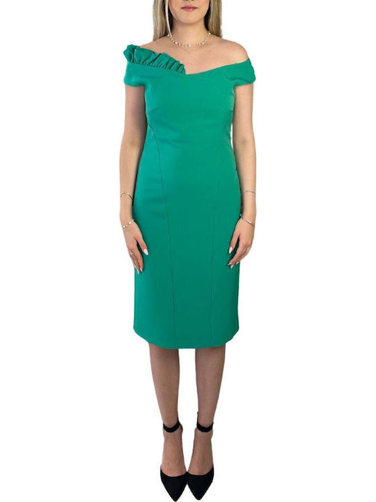 Summer Midi Dress for Wedding - Christening Green