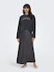 Satin,σατεν Hoch tailliert Maxi Rock Black