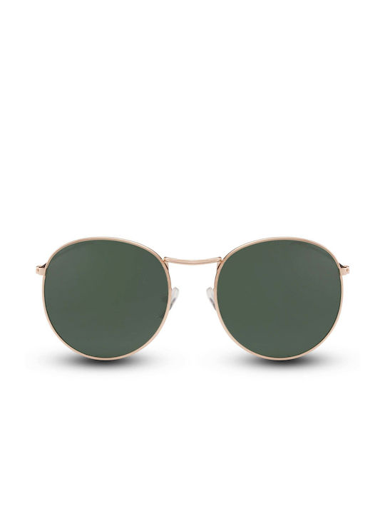 LimeShade Sunglasses with Gold Metal Frame and Green Lens LS1408