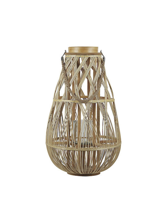 Beliani Wooden Lantern Beige