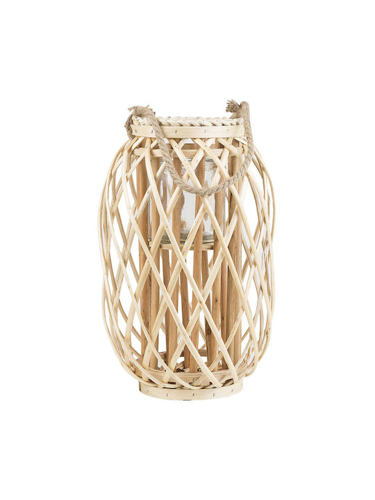 Beliani Wooden Lantern Beige