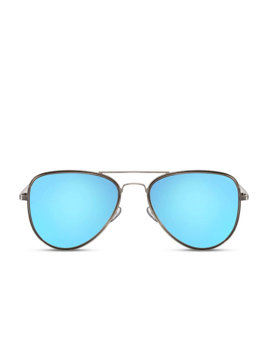 LimeShade Sunglasses with Silver Metal Frame and Light Blue Mirror Lens LS6249