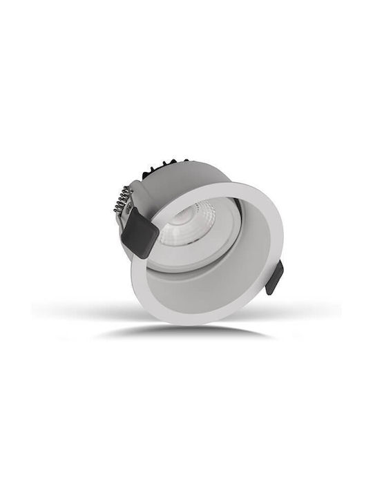 Elmark Round Metallic Recessed Spot with Integrated LED and Natural White Light White 9x9cm. 1pcs