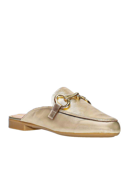 Malena Leder Damen Mokassins in Gold Farbe