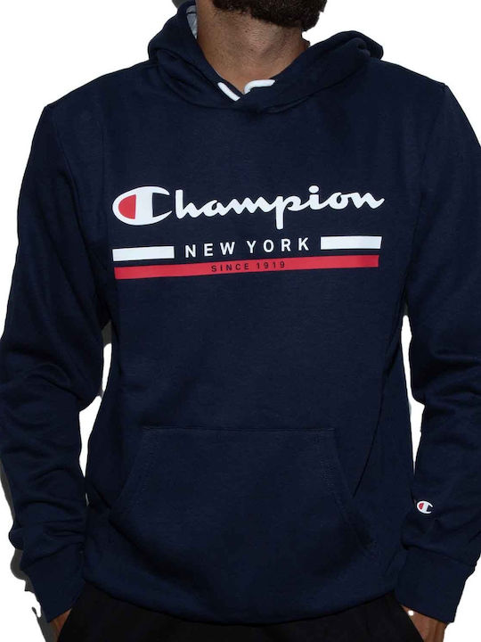 Champion Φούτερ με Κουκούλα Μπλε