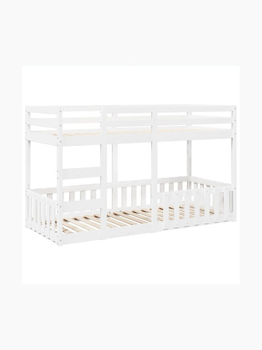 Wood Kids Bed Bunk Single White for Mattress 90...