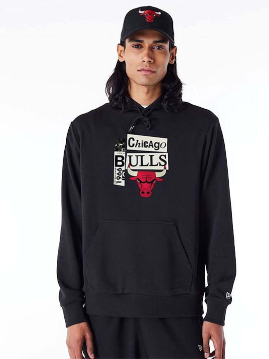 New Era Chicago Bulls Men's Sweatshirt with Hood and Pockets black