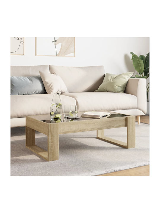 Rectangular Central Glass Coffee Table Sonoma Oak M90xW53xH30cm