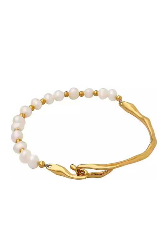 Bode Women's Bracelet Chain made of Steel Gold Plated with Pearls
