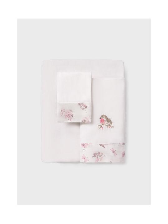 Mayoral Baby Sheet Crib Cotton Blush White 60x120cm