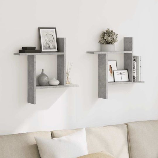 Grey Wall Shelves 2 Pieces 50x12x50 cm