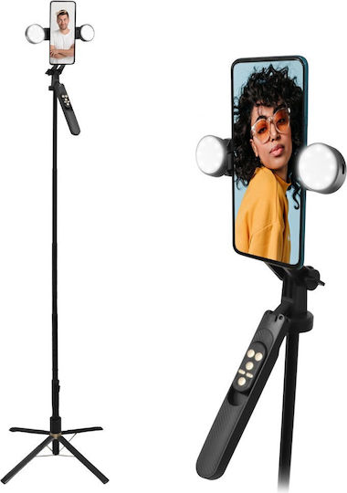 Volte-Tel Selfie Stick Τρίποδο Κινητού Bluetooth με Φωτισμό Μπλε