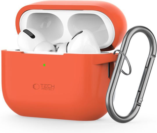 Tech-Protect Hülle Silikon mit Haken Neon Orange für Apple AirPods Pro 2