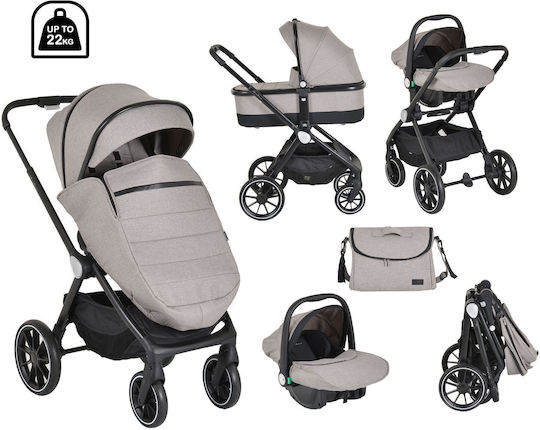 Cangaroo Christiano Verstellbar 3 in 1 Baby Kinderwagen Geeignet für Neugeborene Beige 15kg