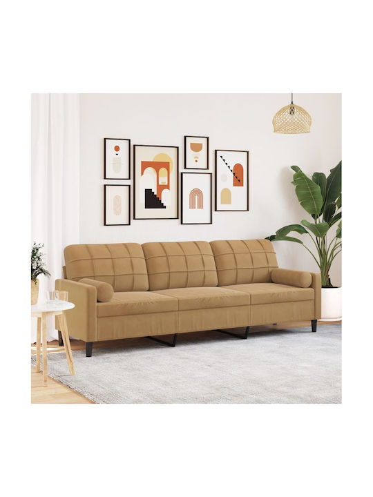 Dreisitzer Samt Couch Braun mit Dekokissen 226x...