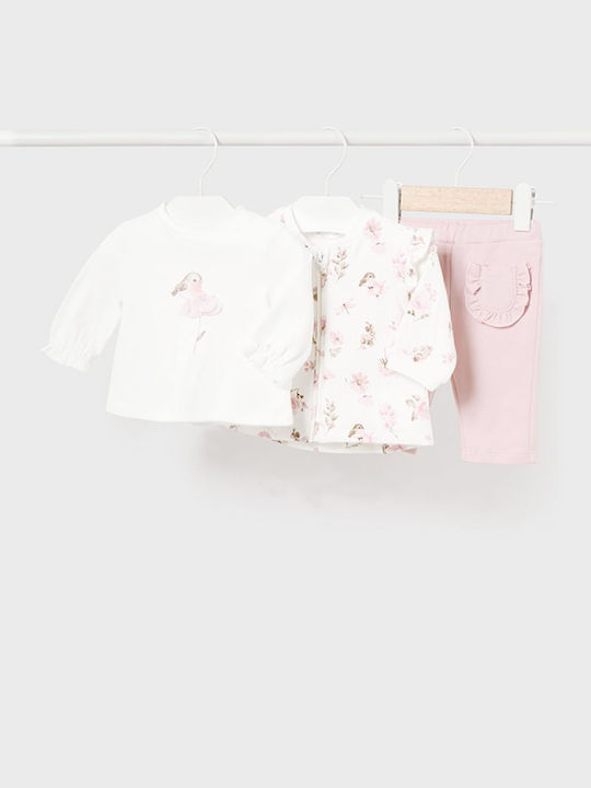 Mayoral Kids Sweatpants Set Blush 3pcs