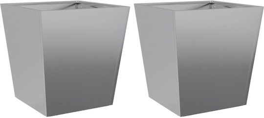 vidaXL Set 2 Planters Metal Grey vidaXL Set 2 Planters Metal Grey