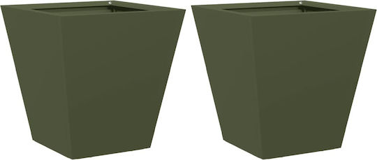 vidaXL Set 2 Metallische Blumenkästen Grün, 30cm