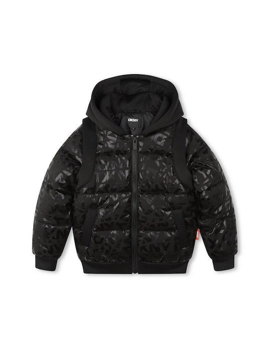 DKNY Kids Quilted Jacket with Hood Black