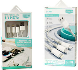 Treqa USB to Lightning / Type-C / micro USB Cable 1m CA-887 Treqa USB to Lightning / Type-C / micro USB Cable 1m CA-887
