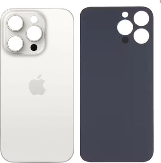 Batterieabdeckung Weiß für iPhone 15 Pro.