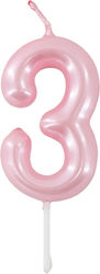 Geburtstagskerze Nummer 3 Pink 9cm 36862 Tpster