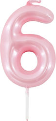 Geburtstagskerze Nummer 6 Pink 9cm 36865 Tpster