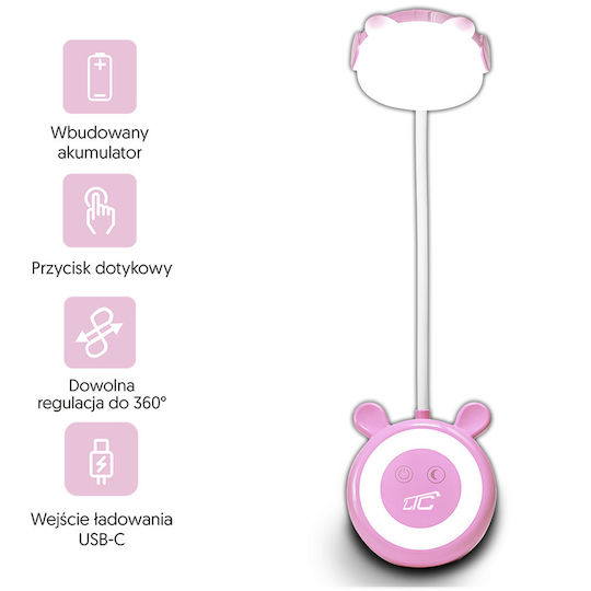 Lumini LED Lampă de birou pentru copii Teddy Bear Roz