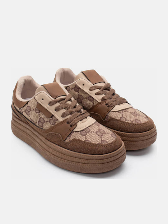 Damen Flatforms Sneakers Dark Brown