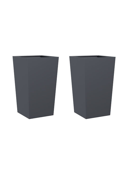 vidaXL Set 2 Blumenkästen Metall Charcoal