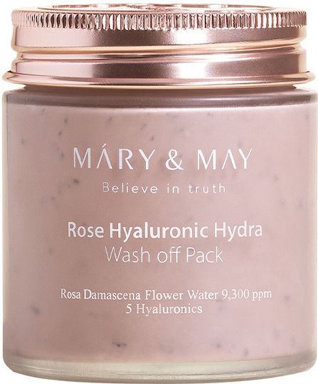 Mary&may Rose Hyaluronic Hydra Wash Off Pack 125g Μάσκα Προσώπου Έντονη Ενυδάτωση Λάμψη