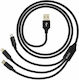 Moxie Плетена USB към Lightning / Type-C / micro USB Кабел 3Спецификация Черен 1м (DATA3EN1BLACK)